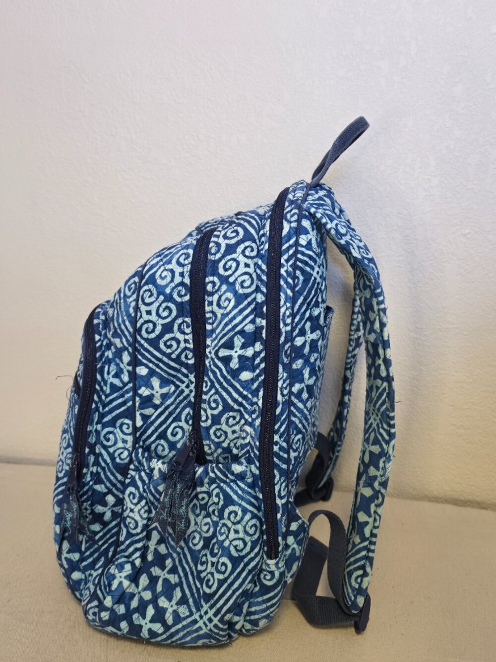 Vera Bradley Cuban Tiles Leighton Backpack Bookbag Small Travel Carry On Blue - Picture 2 of 12